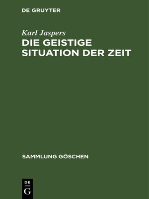 cover image of Die geistige Situation der Zeit